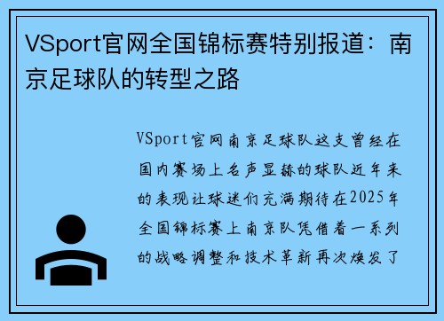 VSport官网全国锦标赛特别报道：南京足球队的转型之路